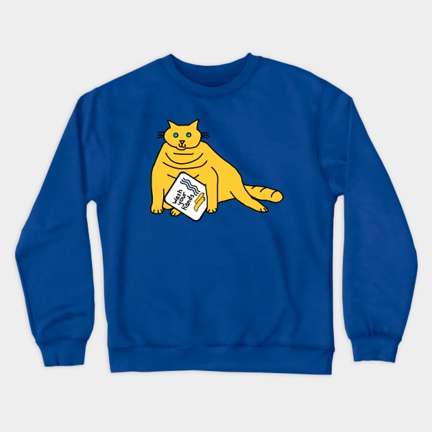 Yellow Cat Says Wash Your Hands Crewneck Sweatshirt by ellenhenryart